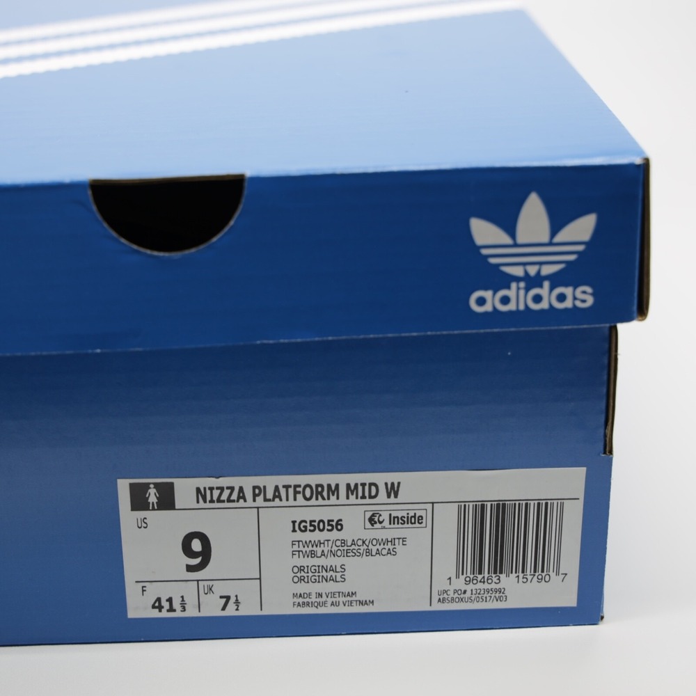 Adidas Originals Women's Nizza Platform Mid Shoes White/Black/Beige Size‎ 9 - Picture 9 of 9